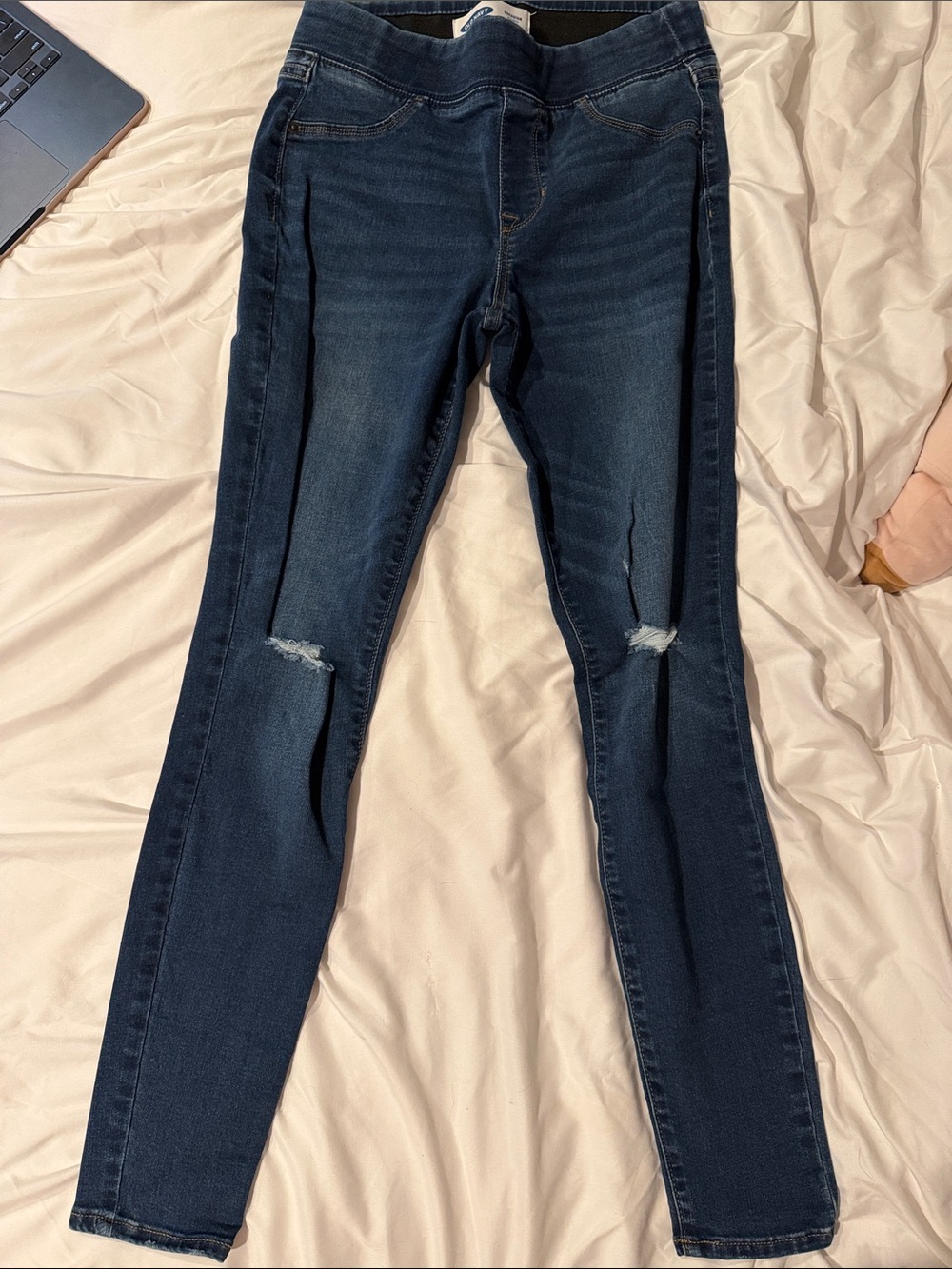 Old Navy Dark Blue Women's Skinny Jeans with Knee Distress